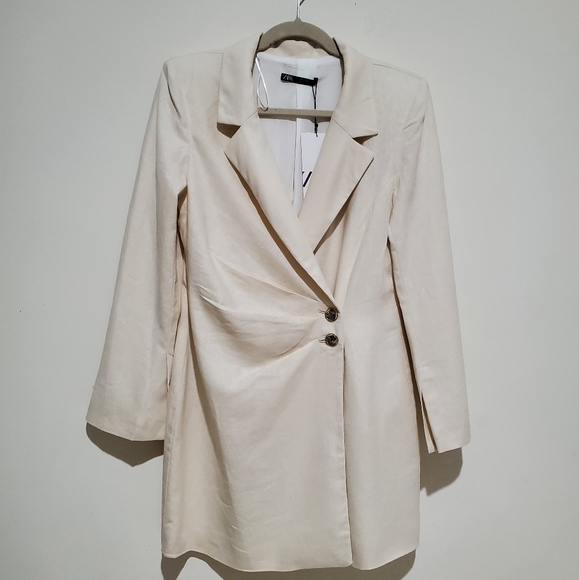 Zara Linen Blend Blazer Dress Size M - Picture 7 of 11